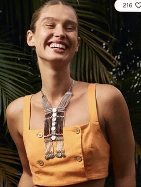 TAN Free People RARE Sunrise Layered Beaded Necklace NWOTag
